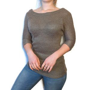 Sparkle and Fade Sweater Blouse Soft Brown Size XS